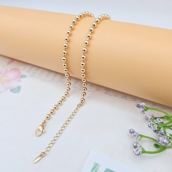 Rose Gold Polished Ball Chain Necklace for Women, 45cm Adjustable, XPNL0050 - Picture 5 of 13